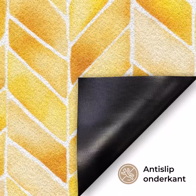 Visgraat - Aquarel - Patronen - Goudgeel Deurmat klein 898 -antislip_NL