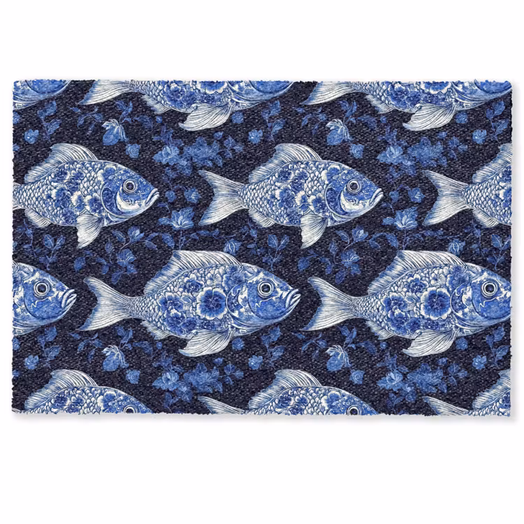 Vissen - Bloemen - Blauw Deurmat klein 898 -zkaufland3d
