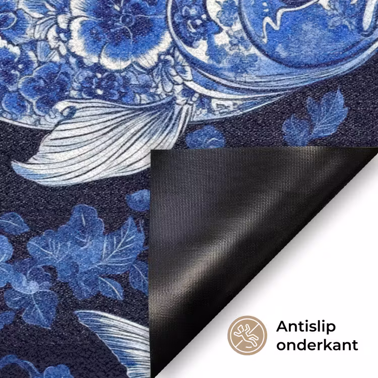 Vissen - Bloemen - Blauw Deurmat klein 898 -antislip_NL