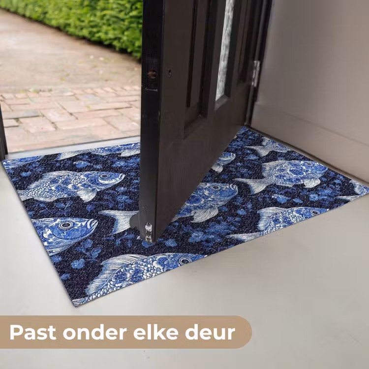 Vissen - Bloemen - Blauw Deurmat klein 898 -USP_NL