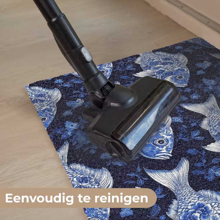 Vissen - Bloemen - Blauw Deurmat klein 898 -reinigen_NL