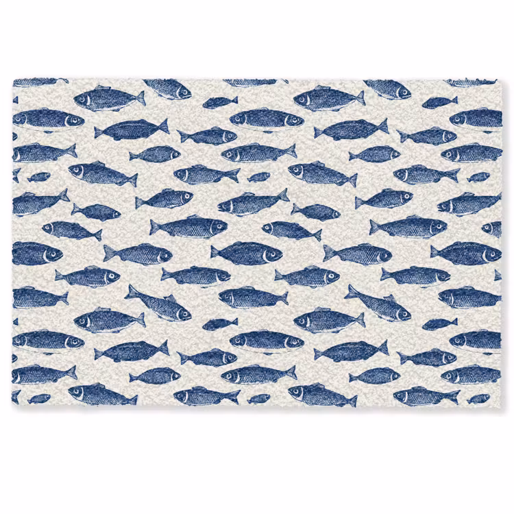 Vissen - Patroon - Blauw - Wit Deurmat klein 898 -zkaufland3d