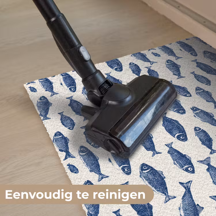 Vissen - Patroon - Blauw - Wit Deurmat klein 898 -reinigen_NL