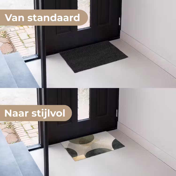 Vlakken - Abstract - Beige - Cirkels Deurmat klein -voor-na_NL