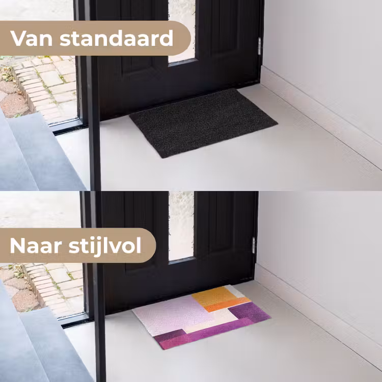 Vlakken - Abstract - Rechthoekig - Oranje Deurmat klein -voor-na_NL