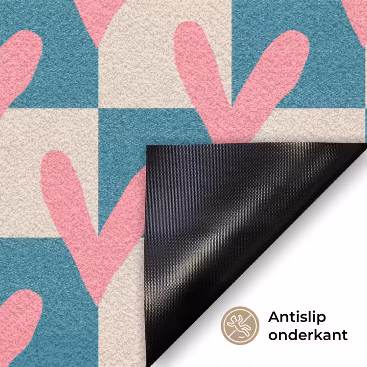 Vlakken - Hartjes - Patroon - Retro Deurmat klein 898 -antislip_NL