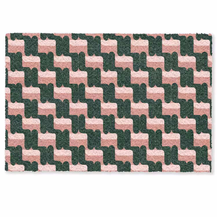 Vlechtpatroon - Groen - Roze - Geometrisch Deurmat klein 898 -zkaufland3d