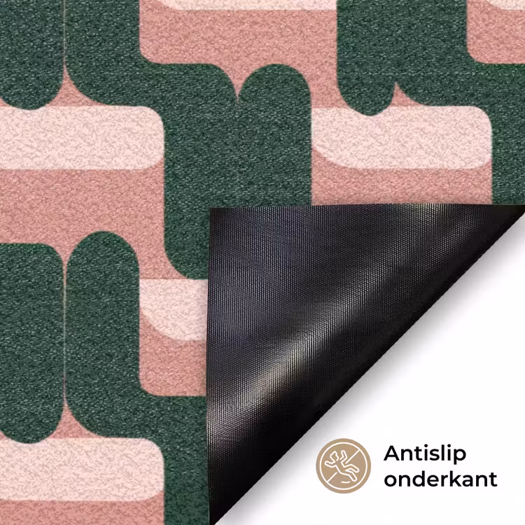Vlechtpatroon - Groen - Roze - Geometrisch Deurmat klein 898 -antislip_NL