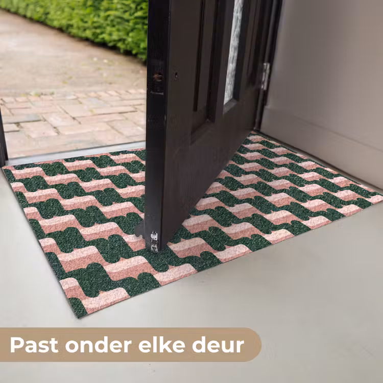 Vlechtpatroon - Groen - Roze - Geometrisch Deurmat klein 898 -USP_NL