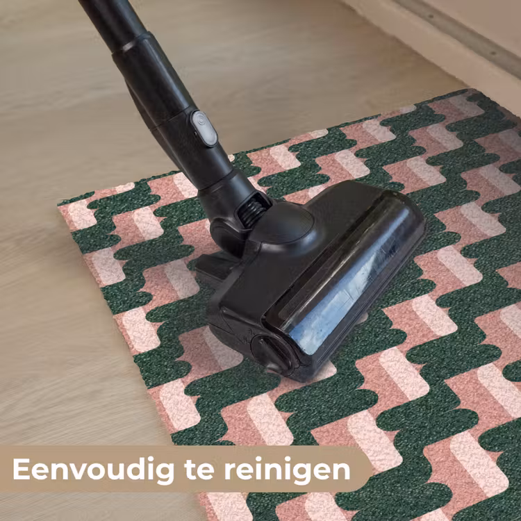 Vlechtpatroon - Groen - Roze - Geometrisch Deurmat klein 898 -reinigen_NL