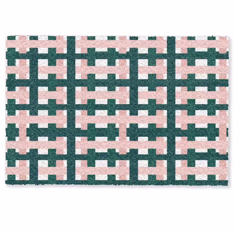 Vlechtpatroon - Groen - Roze - Grafisch Deurmat klein 898 -zkaufland3d