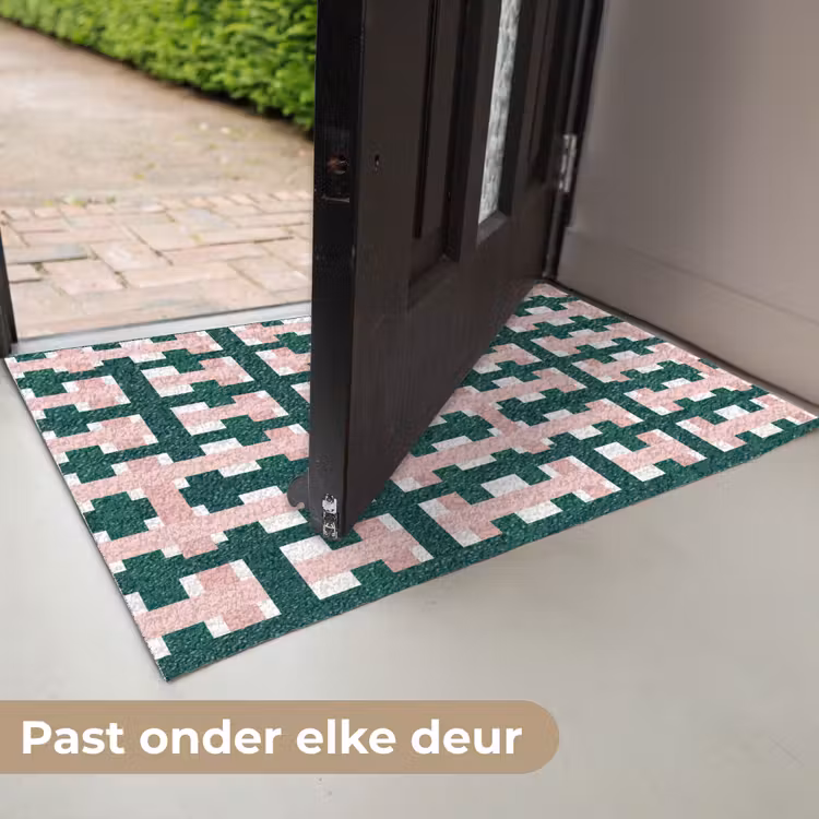Vlechtpatroon - Groen - Roze - Grafisch Deurmat klein 898 -USP_NL