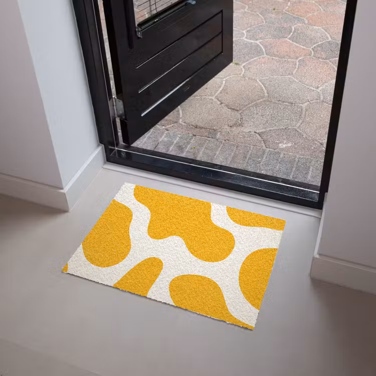 Vlekken patroon - Wit - Geel - Minimalistisch Deurmat klein -sfeer5