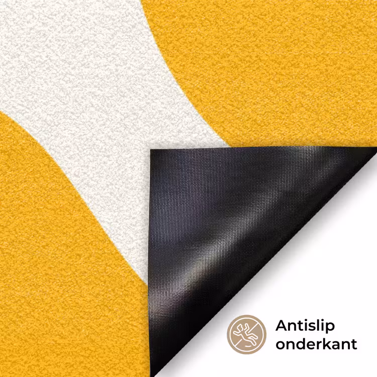 Vlekken patroon - Wit - Geel - Minimalistisch Deurmat klein -antislip_NL