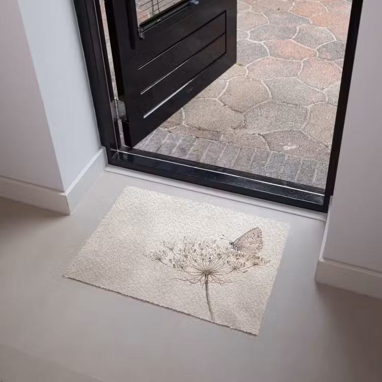 Vlinder - Bloem -Natuur - Beige Deurmat klein -sfeer5