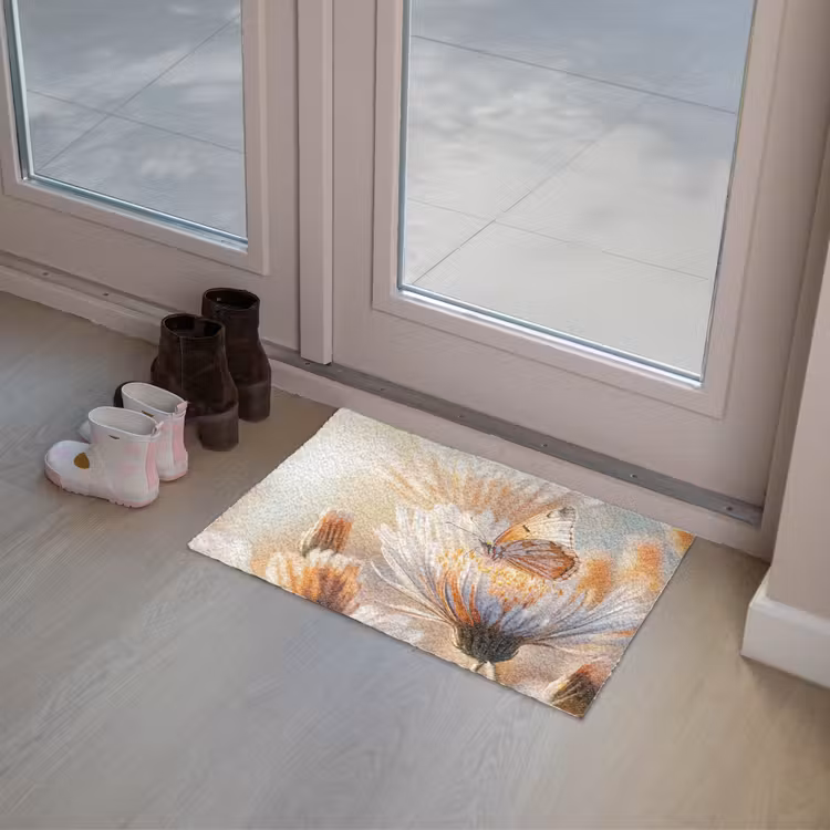 Vlinder - Bloem - Oranje Deurmat klein -sfeer3