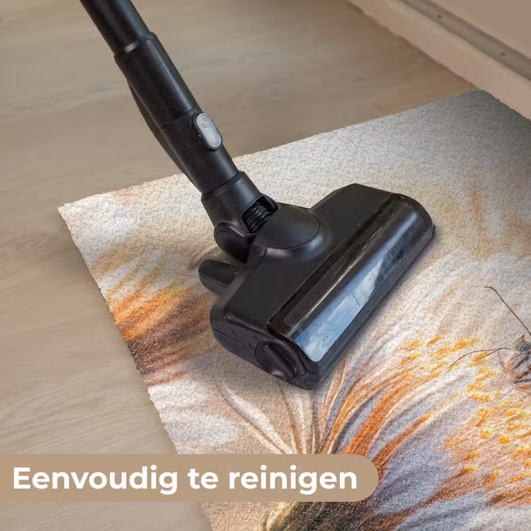 Vlinder - Bloem - Oranje Deurmat klein -reinigen_NL