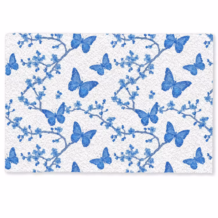 Vlinder - Bloemen - Blauw Deurmat klein 898 -zkaufland3d