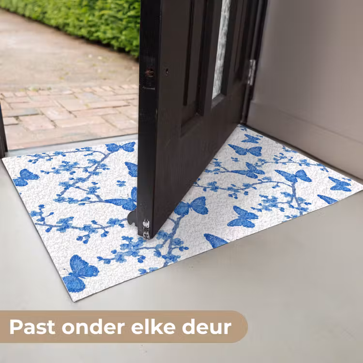Vlinder - Bloemen - Blauw Deurmat klein 898 -USP_NL