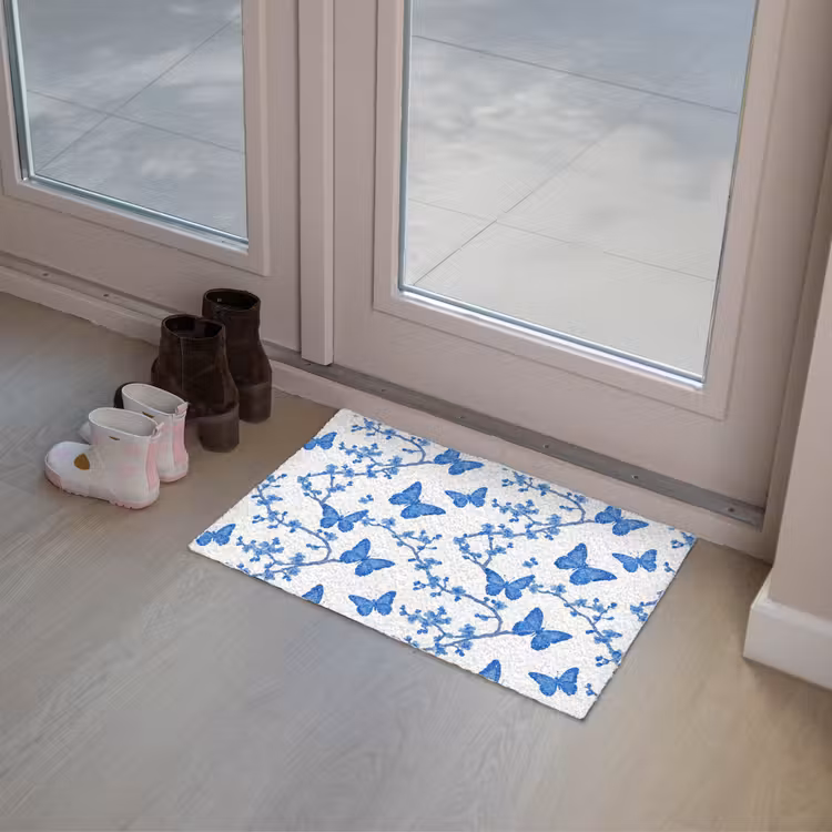 Vlinder - Bloemen - Blauw Deurmat klein 898 -sfeer3