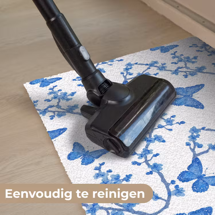 Vlinder - Bloemen - Blauw Deurmat klein 898 -reinigen_NL