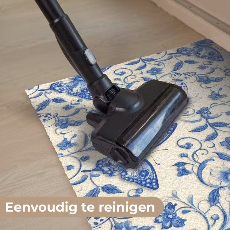 Vlinders - Bloemen - Blauw - Botanisch Deurmat klein 898 -reinigen_NL