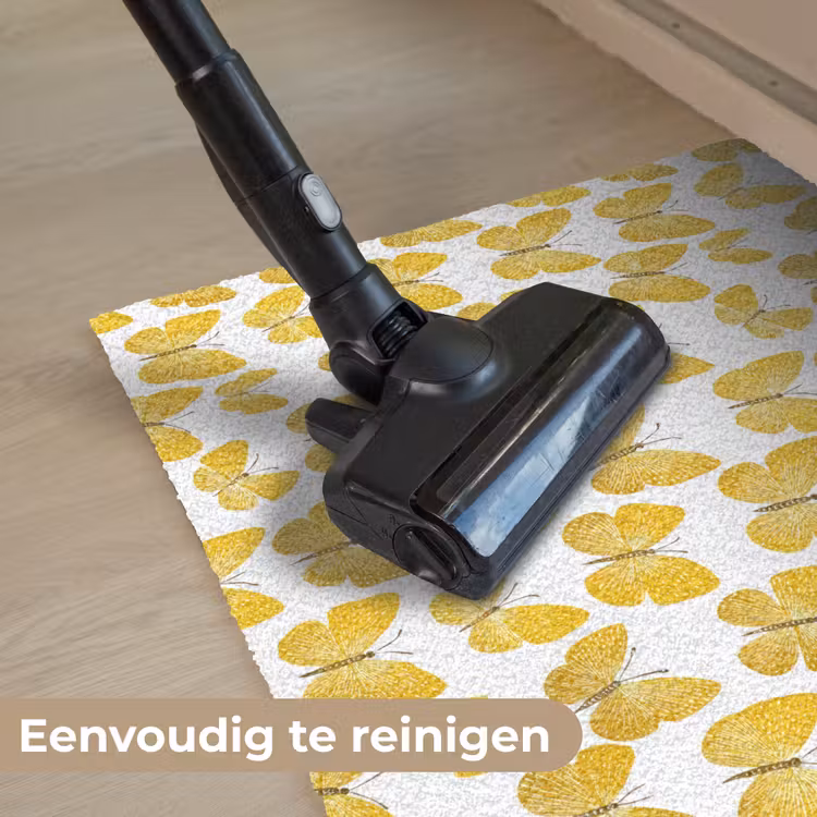 Vlinders - Botanisch - Illustratie - Geel - Wit Deurmat klein 898 -reinigen_NL