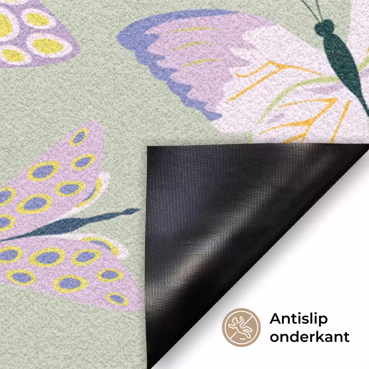 Vlinders - Insecten - Groen - Kleurrijk Deurmat klein -antislip_NL