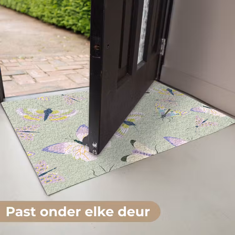Vlinders - Insecten - Groen - Kleurrijk Deurmat klein -USP_NL