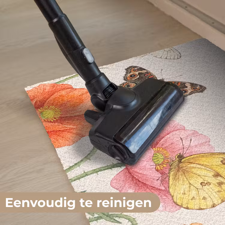 Vlinders - Klaprozen - Illustratie - Kleurrijk Deurmat klein -reinigen_NL