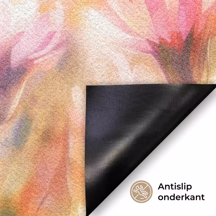 Vlinders - Oranje - Bloemen Deurmat klein -antislip_NL