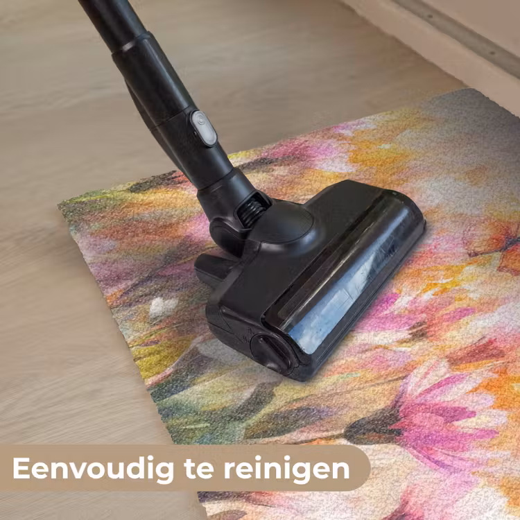 Vlinders - Oranje - Bloemen Deurmat klein -reinigen_NL