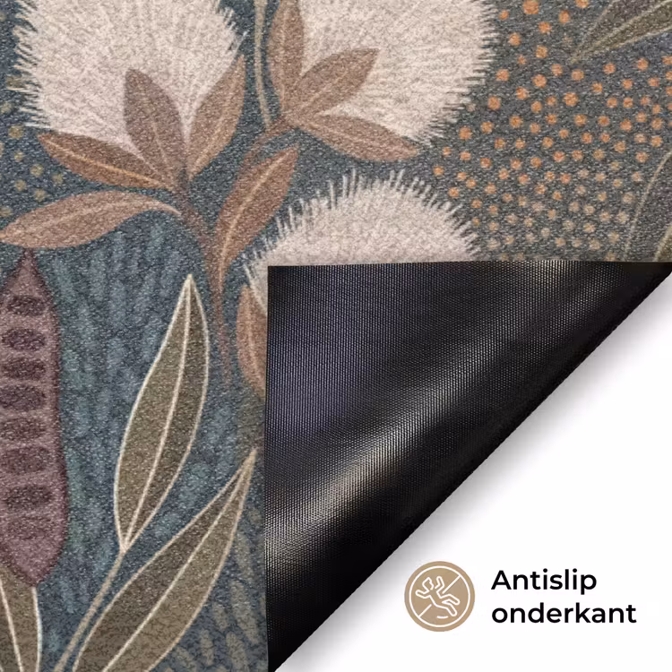Vogel - Bladeren - Natuur - Illustratie - Groen Deurmat klein -antislip_NL