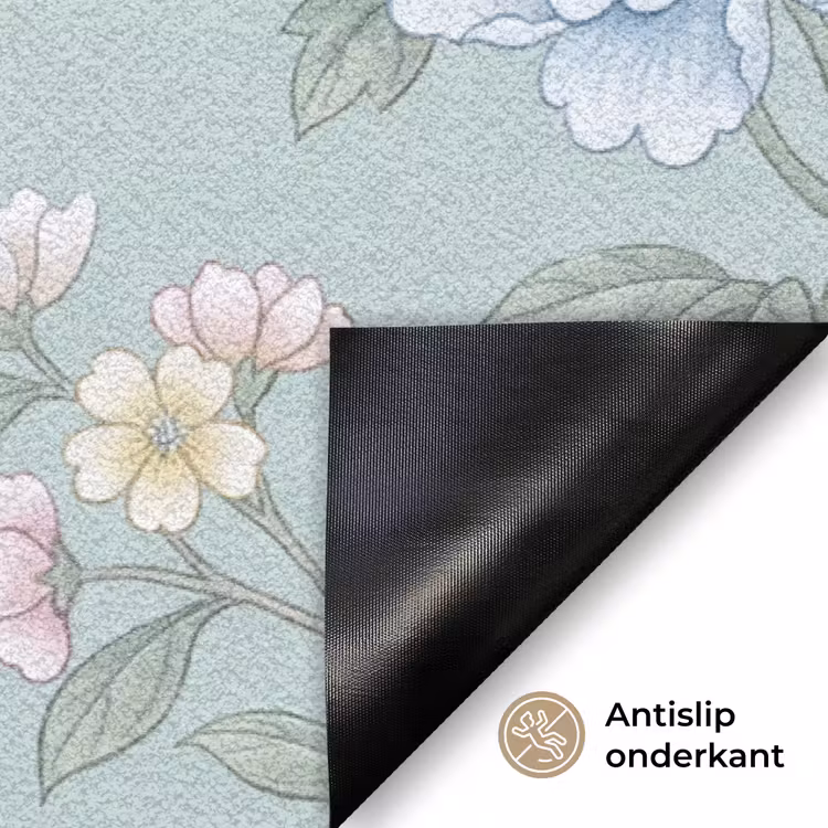 Vogel - Bloemen - Kleurrijk Deurmat klein -antislip_NL