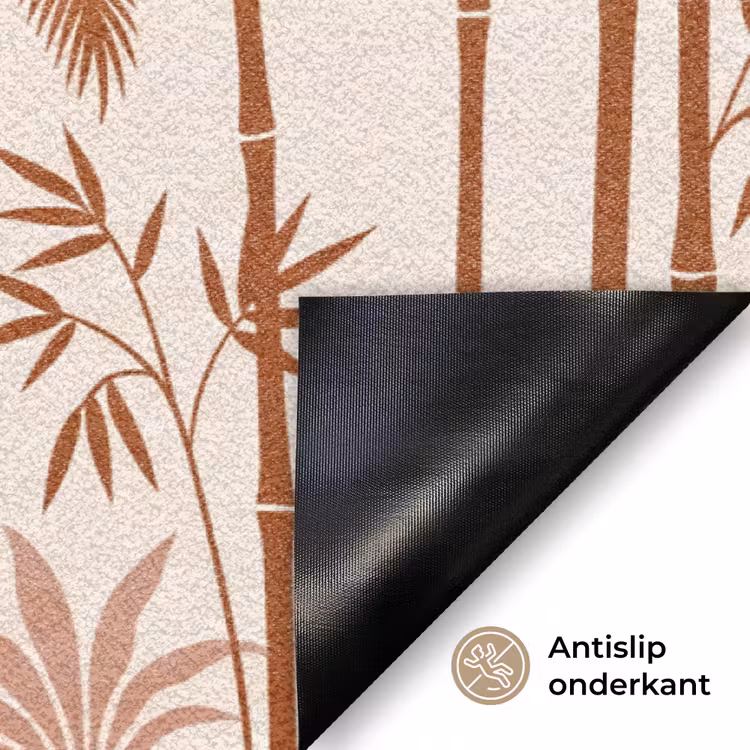 Vogel - Boom - Tropisch - Minimalistisch - Bruin Deurmat klein -antislip_NL