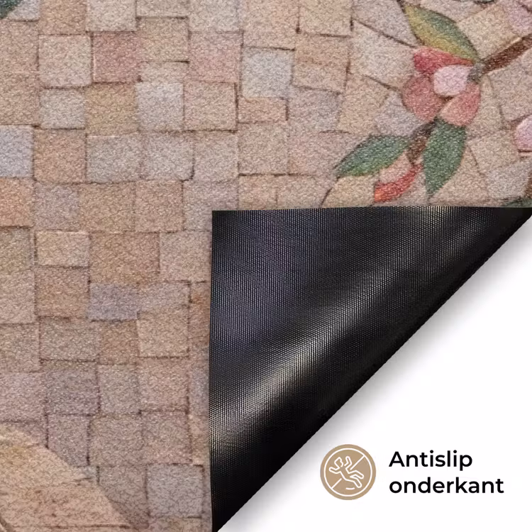Vogel - fontein - mozaiek - kleurrijk - dieren Deurmat klein -antislip_NL