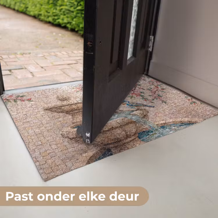 Vogel - fontein - mozaiek - kleurrijk - dieren Deurmat klein -USP_NL