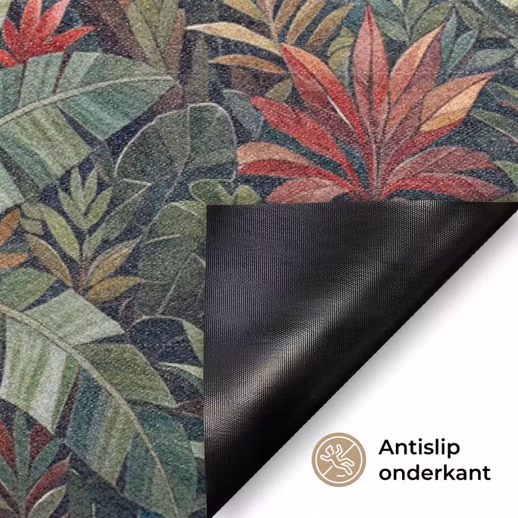 Vogel - Jungle - Natuur - Mozaïek - Groen Deurmat klein -antislip_NL