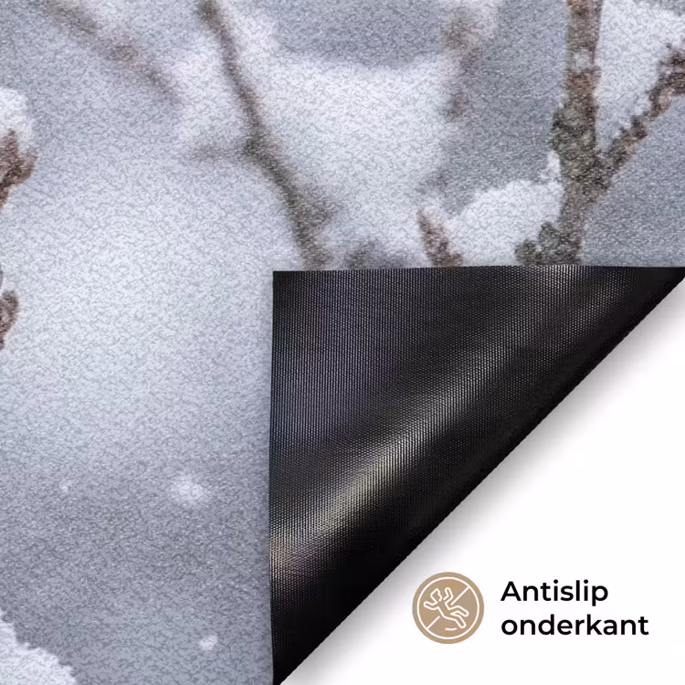 Vogel - Tak - Sneeuw - Winter Deurmat klein -antislip_NL