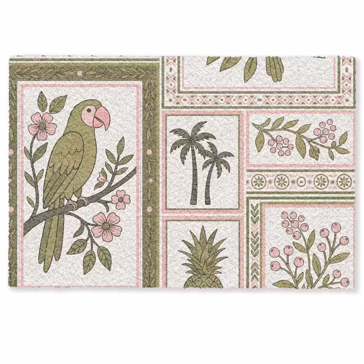 Vogel - Tropisch - Patroon - Decoratief - Groen Deurmat klein -zkaufland3d