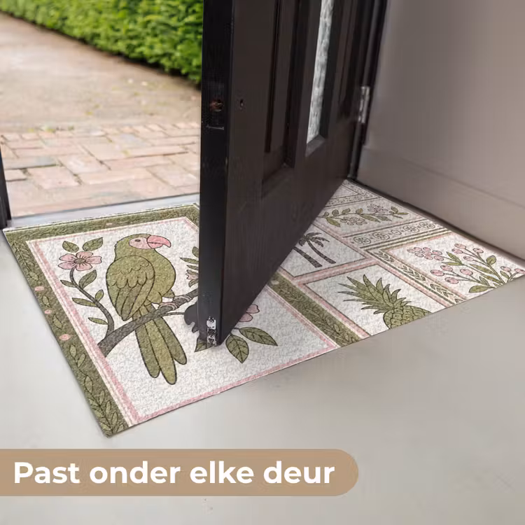 Vogel - Tropisch - Patroon - Decoratief - Groen Deurmat klein -USP_NL