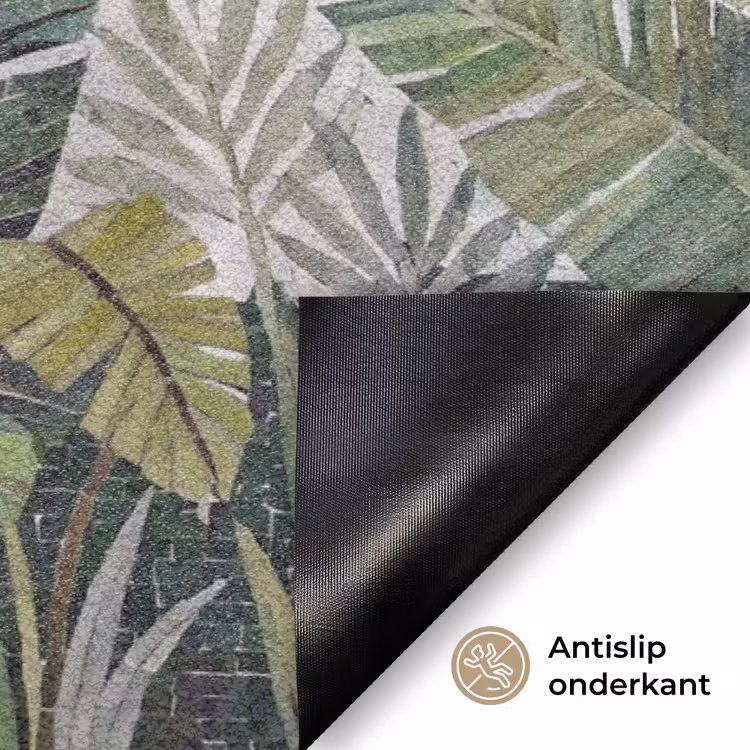 Vogel - Vliegend - Tropisch - Mozaïek - Groen Deurmat klein -antislip_NL
