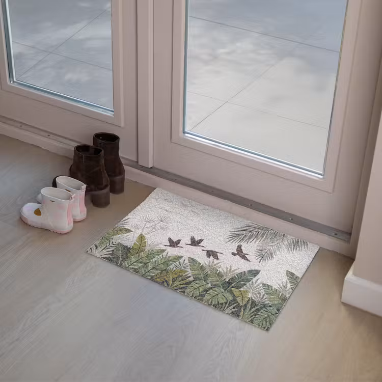 Vogel - Vliegend - Tropisch - Mozaïek - Groen Deurmat klein -sfeer3
