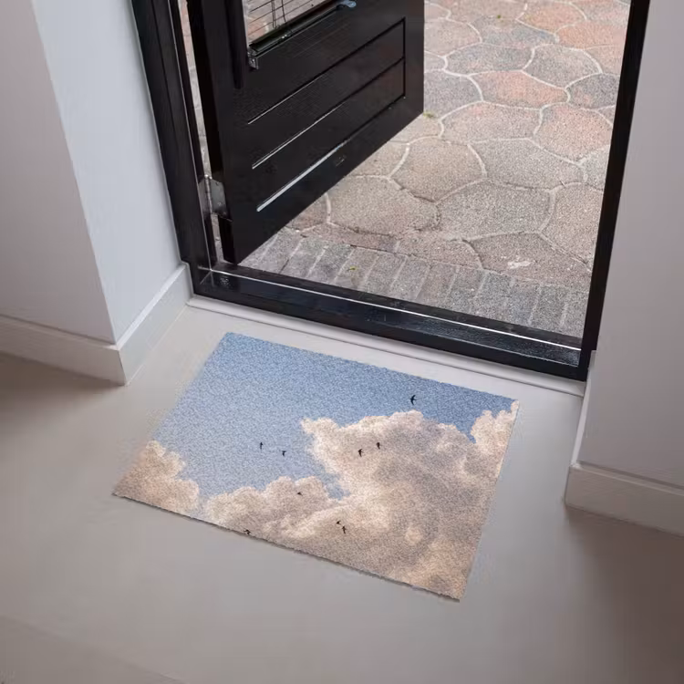 Vogel - Vlucht - Wolken - Natuur - Blauw Deurmat klein -sfeer5