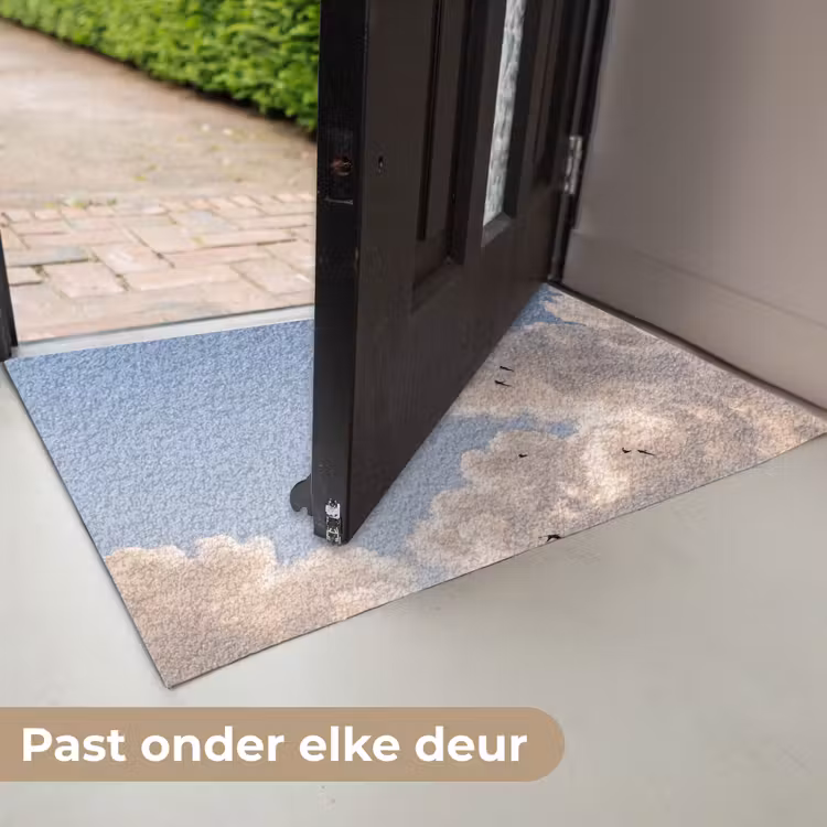 Vogel - Vlucht - Wolken - Natuur - Blauw Deurmat klein -USP_NL