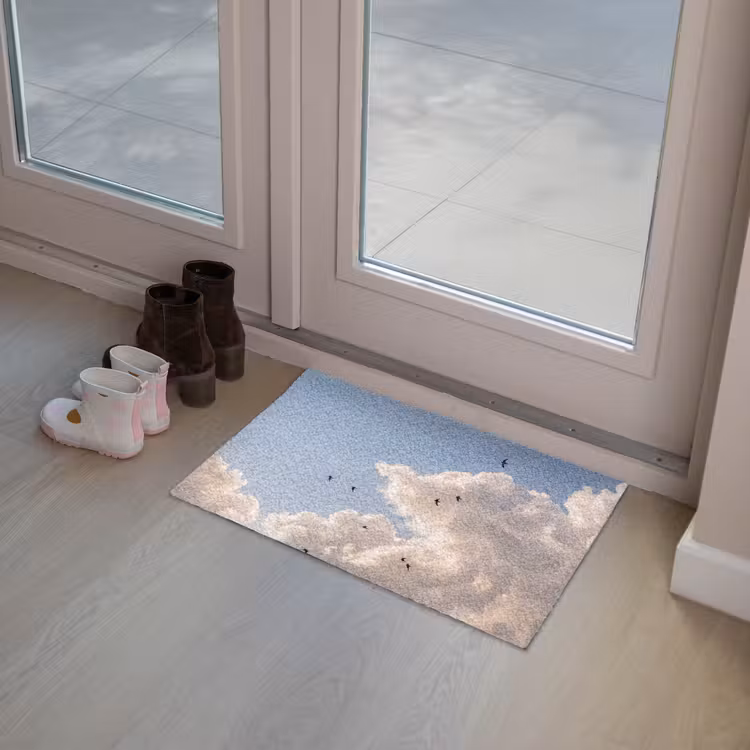 Vogel - Vlucht - Wolken - Natuur - Blauw Deurmat klein -sfeer3