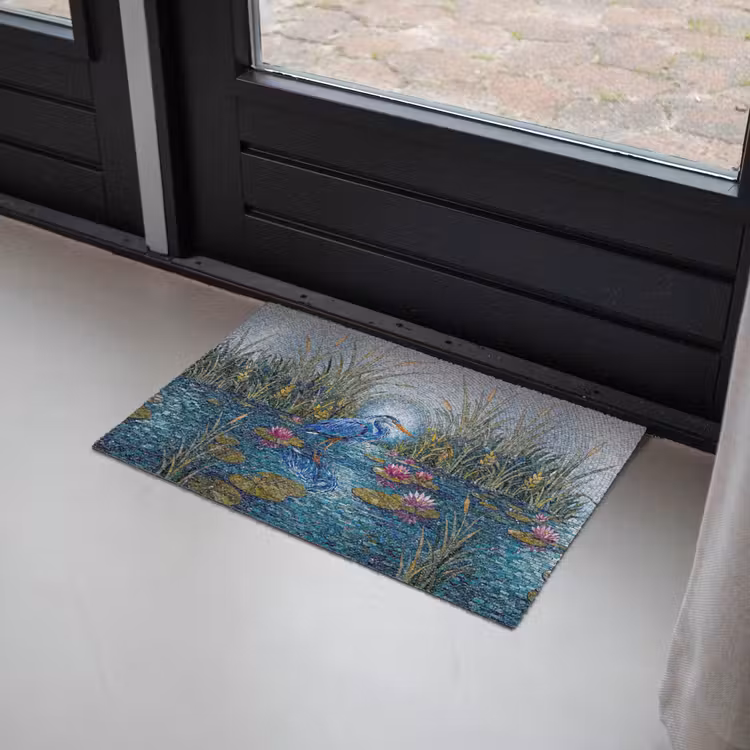 Vogel - Water - Natuur - Abstract - Blauw Deurmat klein -sfeer2