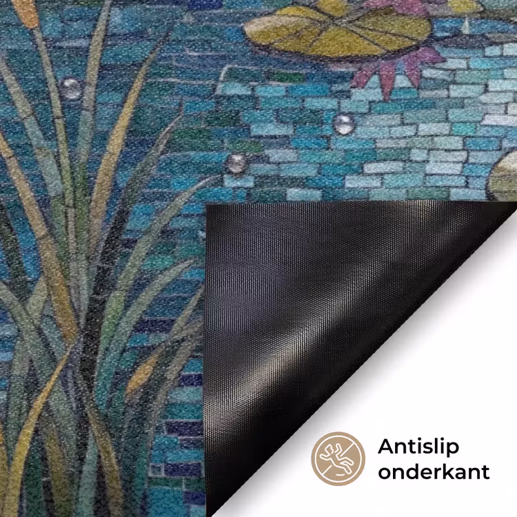 Vogel - Water - Natuur - Abstract - Blauw Deurmat klein -antislip_NL