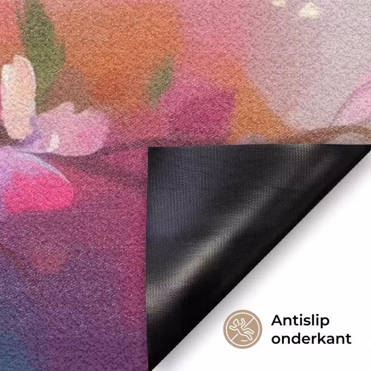 Vogels - Bloemen - Roze Deurmat klein -antislip_NL