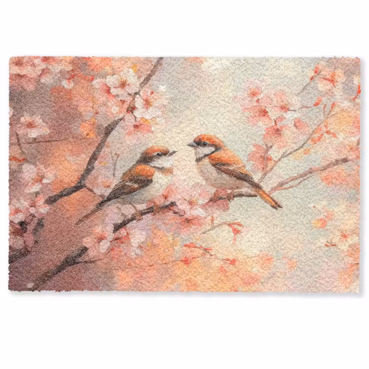 Vogels - Romantic - Bloesemtak Deurmat klein -zkaufland3d